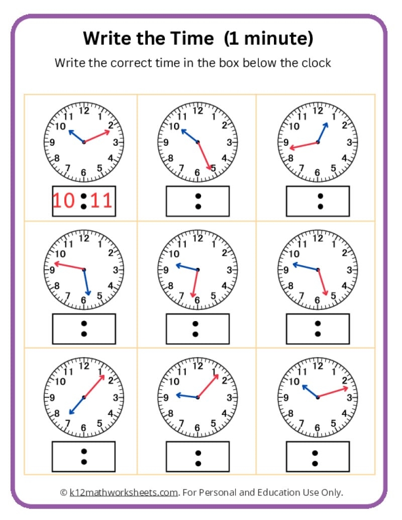 Free Printable Time Worksheets For Kindergarten