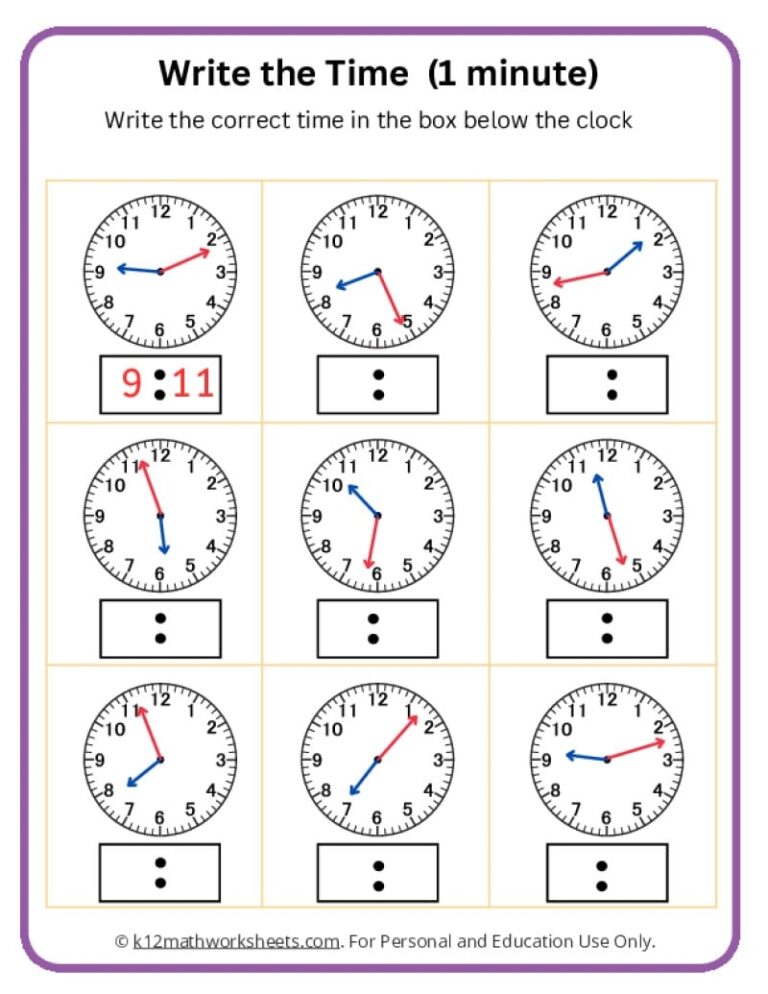 Telling Time Worksheets