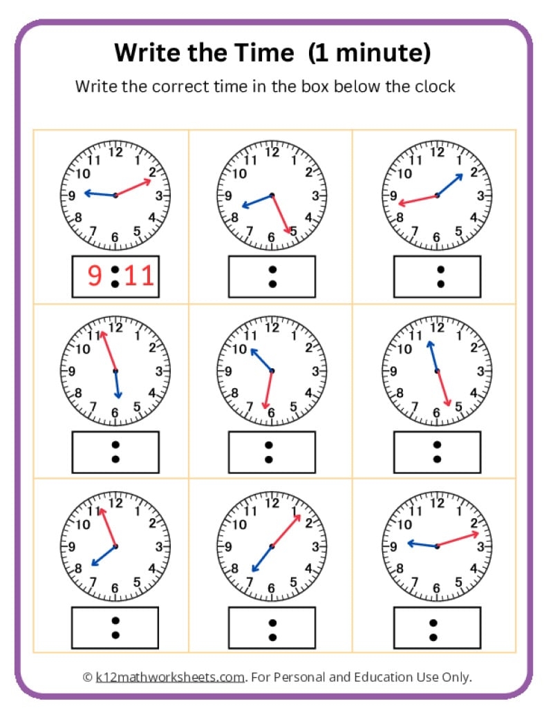 Telling Time Worksheets