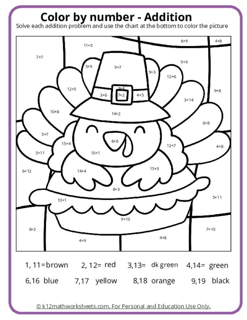 Thanksgiving Printable Worksheets For Kindergarten