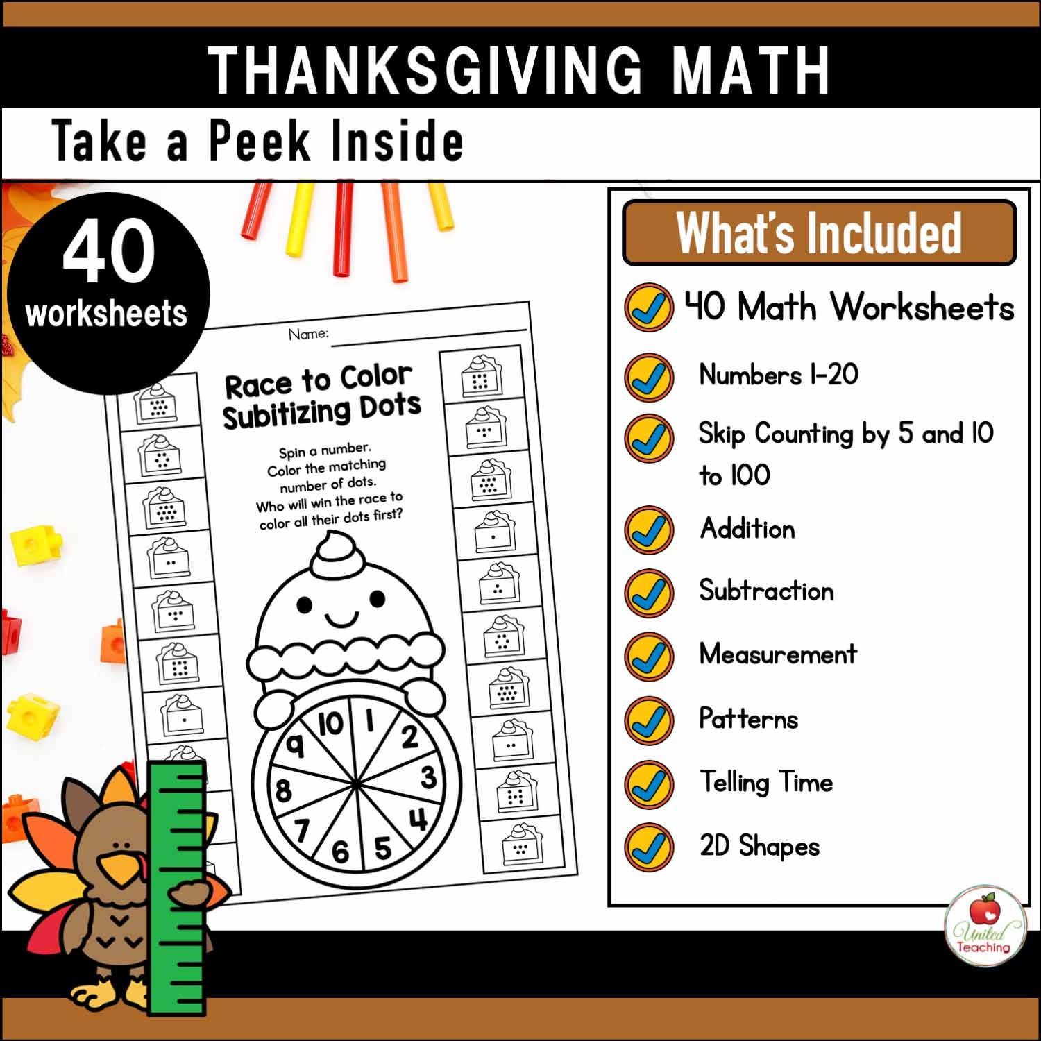 Thanksgiving Kindergarten Math Worksheets Free