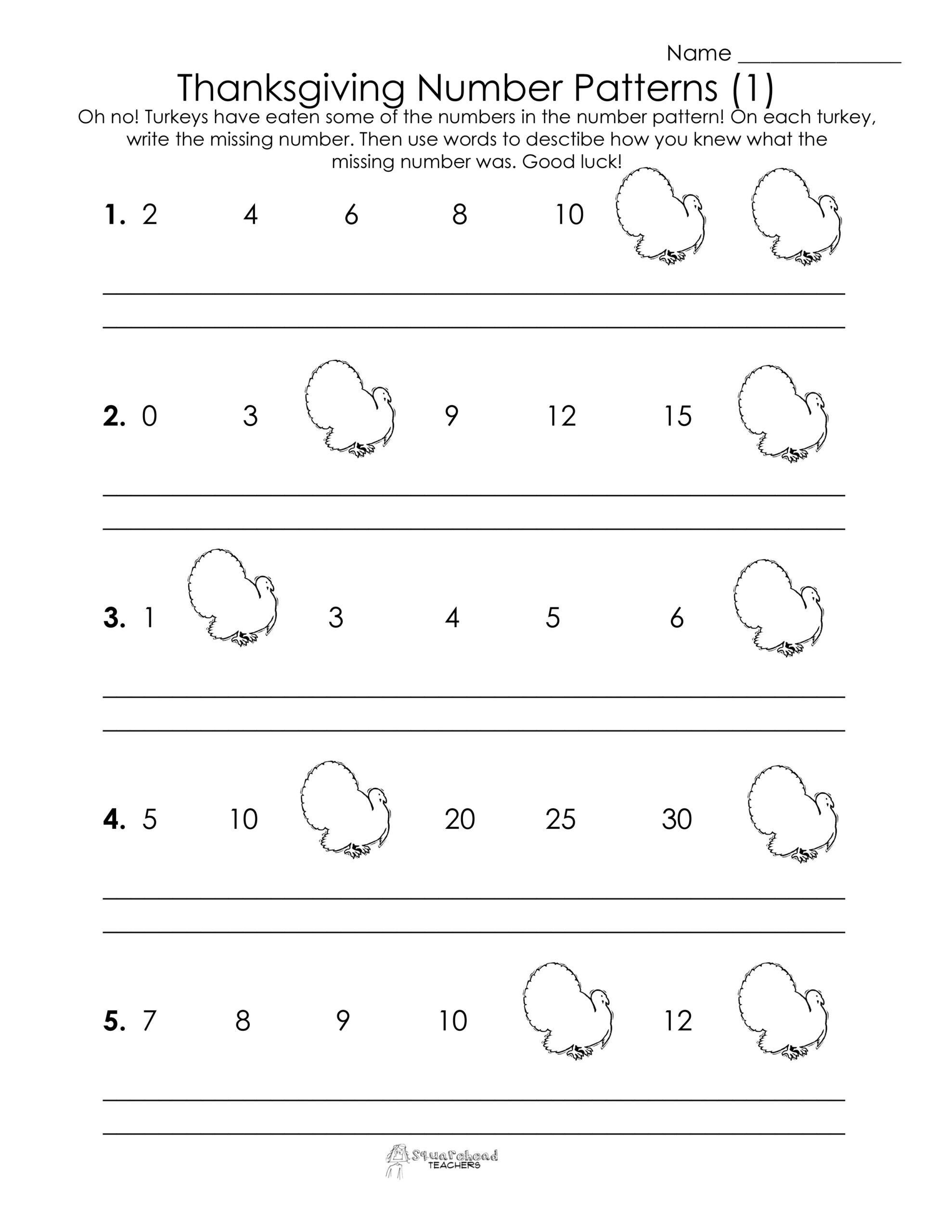 Free Number Pattern Worksheets Kindergarten