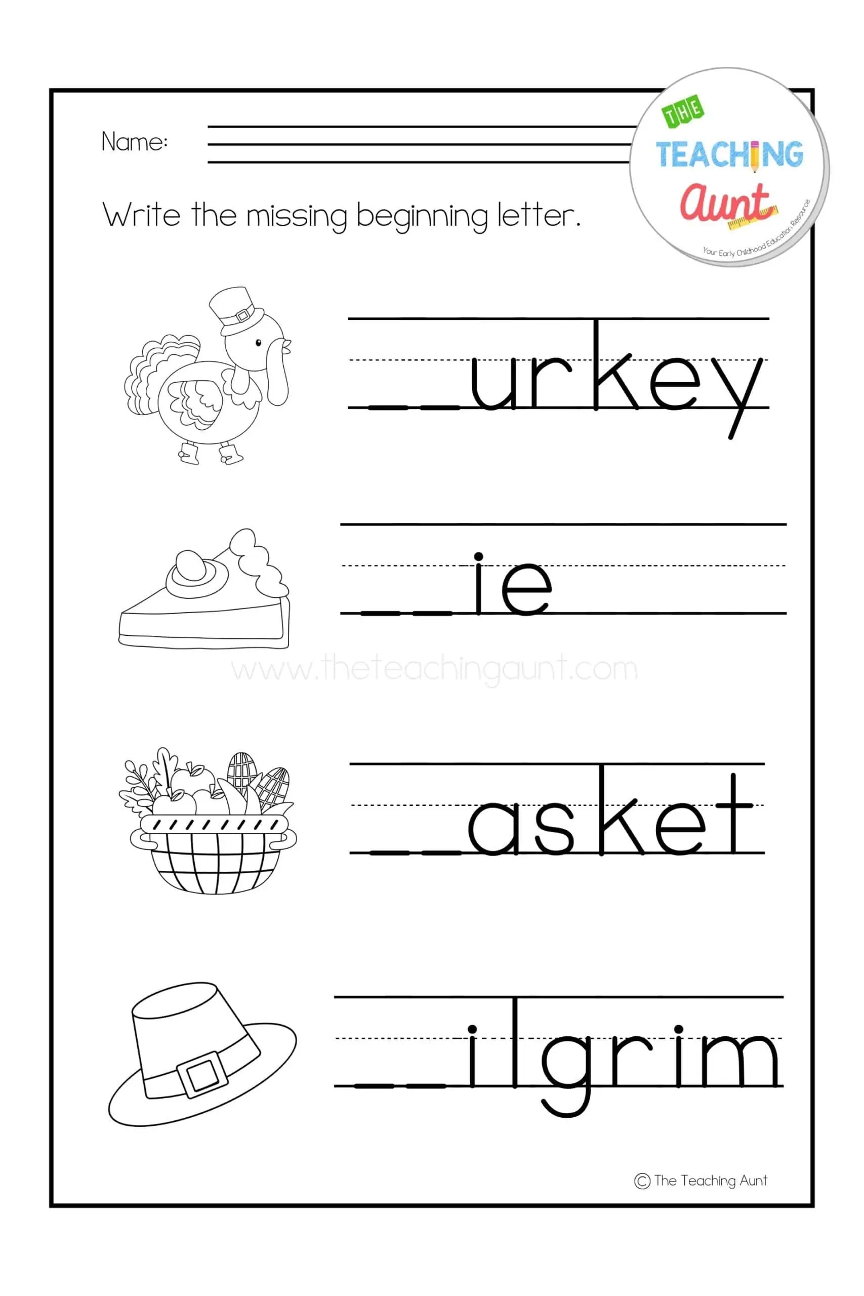 Thanksgiving Worksheets For Preschool The Teaching Aunt Thanksgiving Worksheets For Preschool The Teaching Aunt