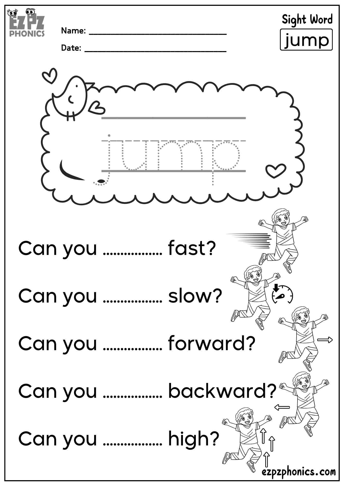 The Word Jump Dolch Pre Kindergarten Sight Words Sentences The Word Jump Dolch Pre Kindergarten Sight Words Sentences