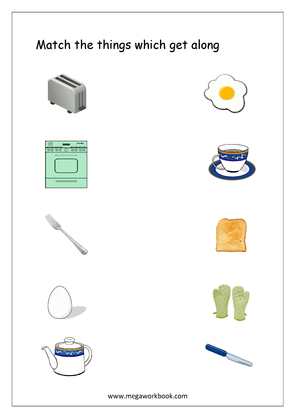 Kindergarten Kitchen Utensils Printable Worksheets