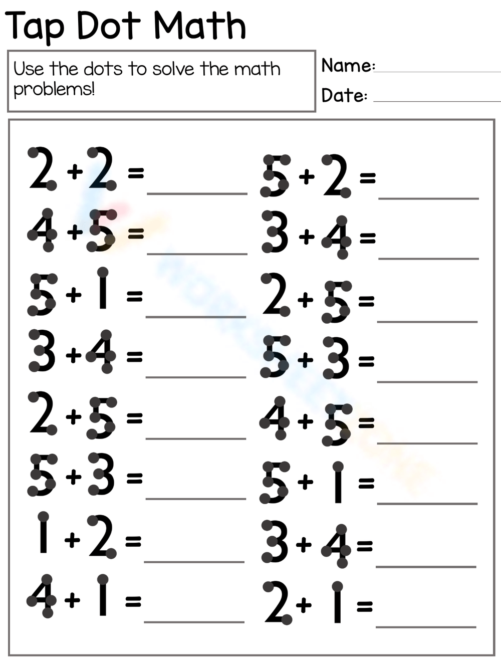Touch Math Worksheets 2025