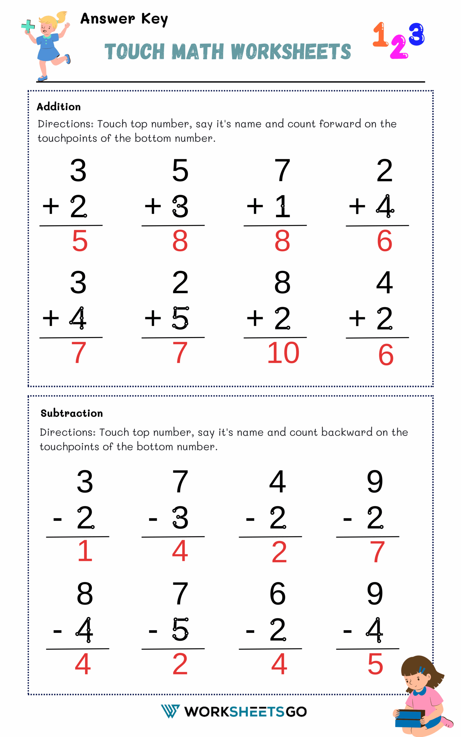 Touch Math Worksheets WorksheetsGO