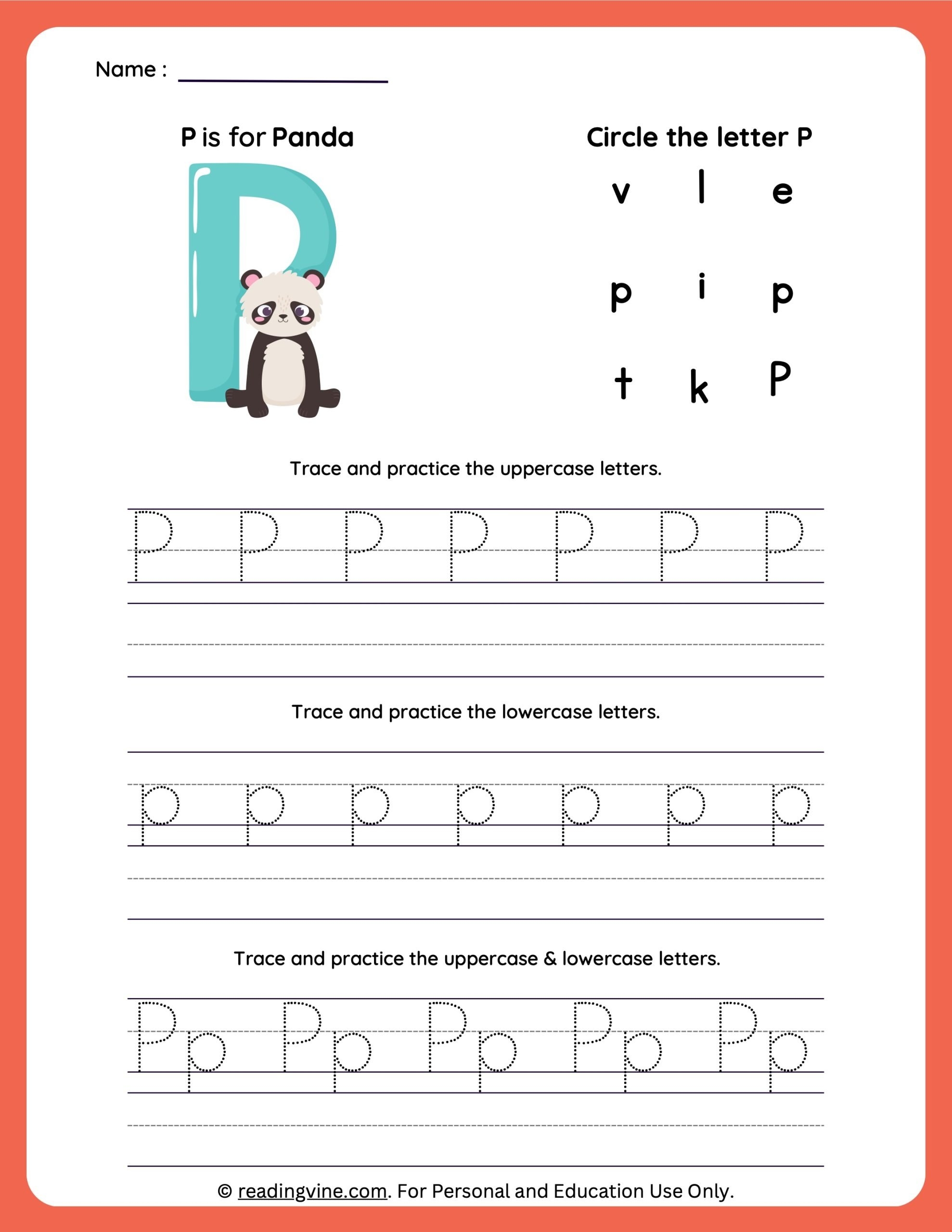 Tracing Letter P Worksheets For Preschool