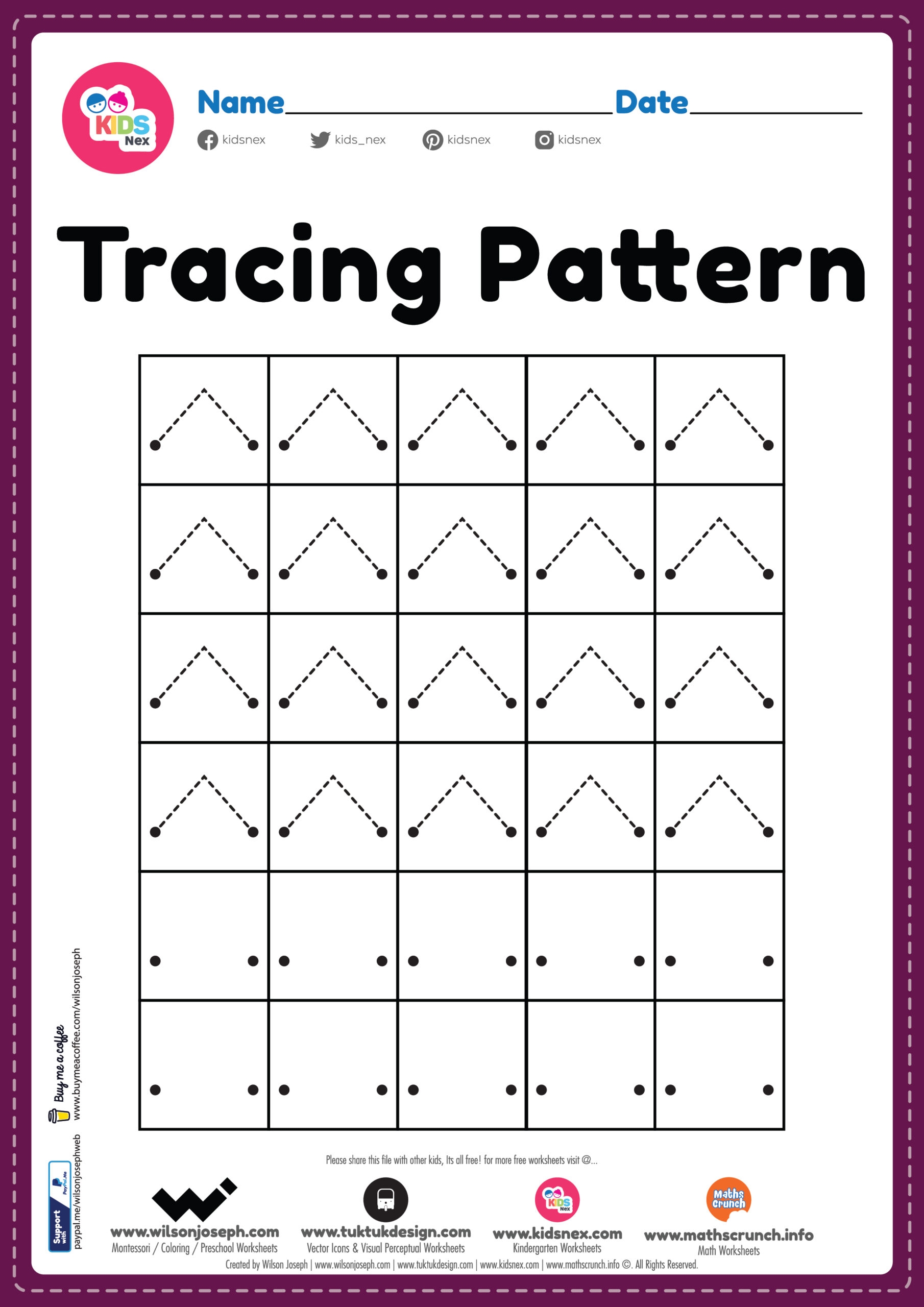 Tracing Lines Pattern Worksheet For Kid Free Printable PDF