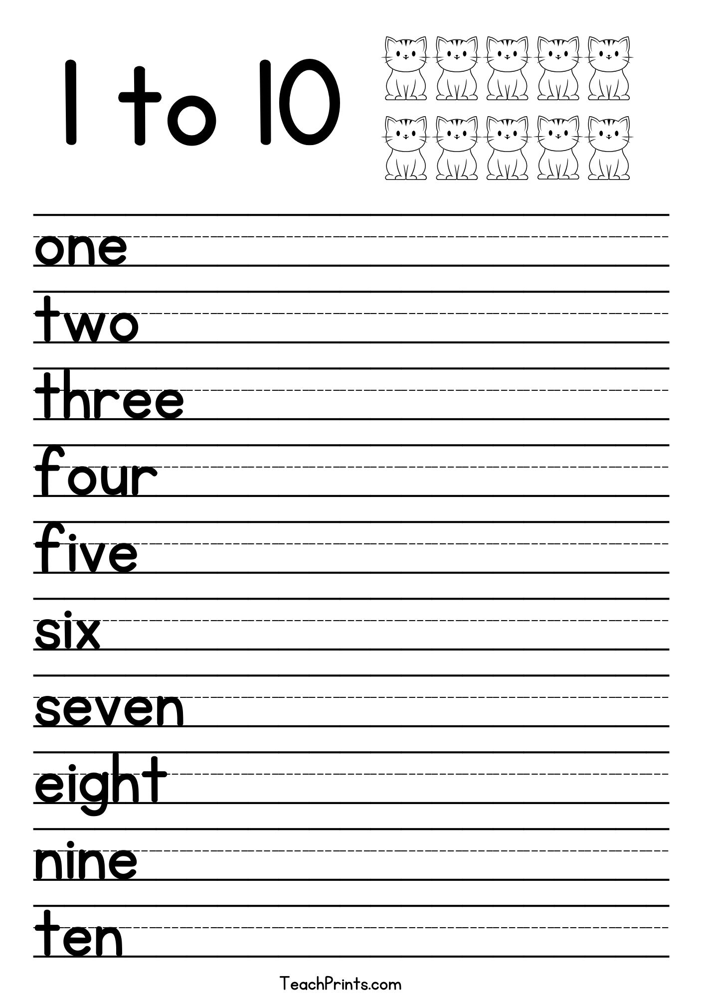 Tracing Numbers 1 10 Worksheets Free Printable Pdfs Teach Prints