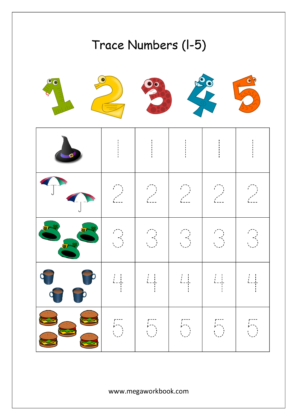 Free Number Tracing Worksheets For Kindergarten