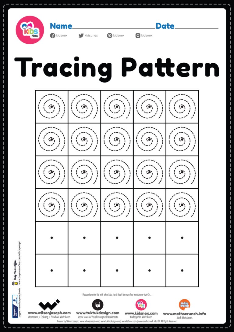 Tracing Pattern Spiral Lines For Kids Free Printable PDF