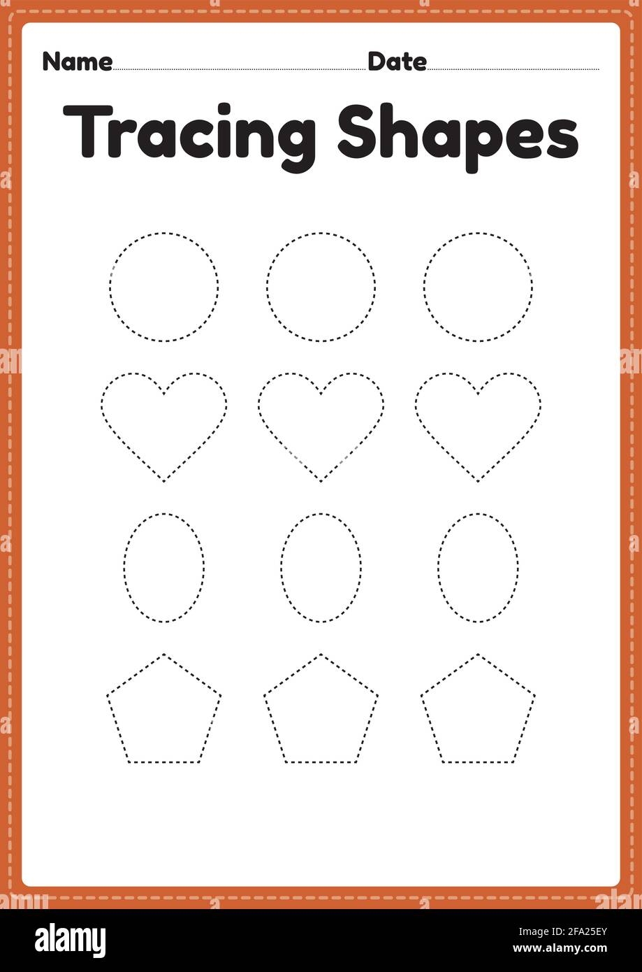 Tracing Shapes Worksheet For Kindergarten And Preschool Kids For Handwriting Practice And Educational Activities In A Printable Page Illustration Stock Vector Image U0026 Art Alamy