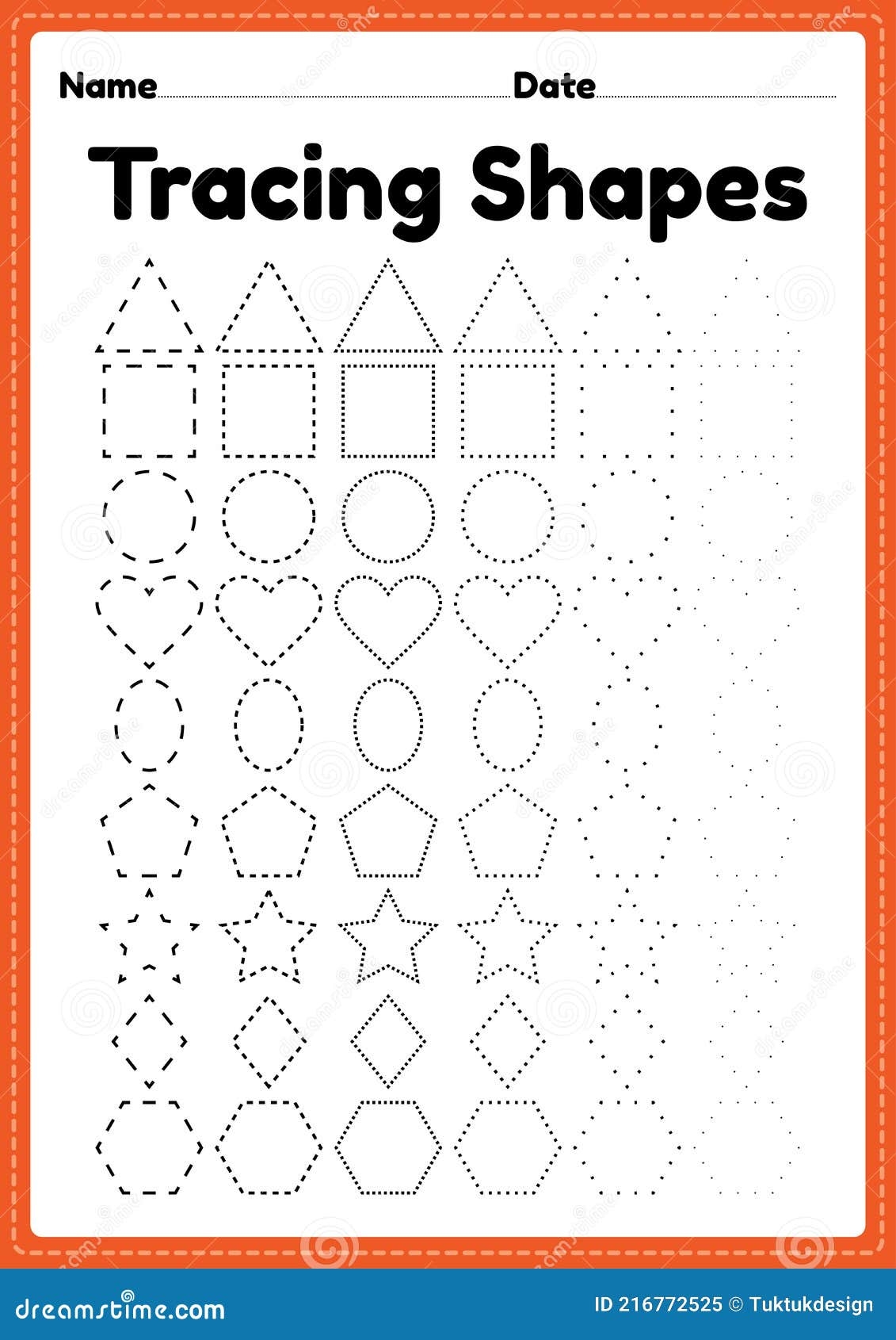 Tracing Shapes Worksheet For Kindergarten And Preschool Kids For Worksheets Library