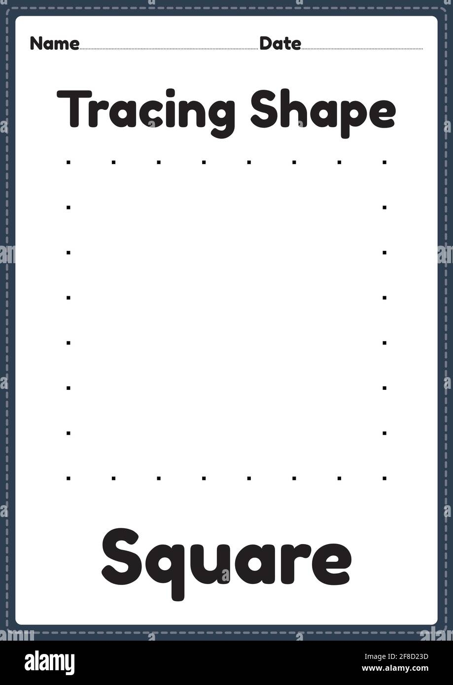 Tracing Square Shapes Worksheet For Kindergarten Hi res Stock