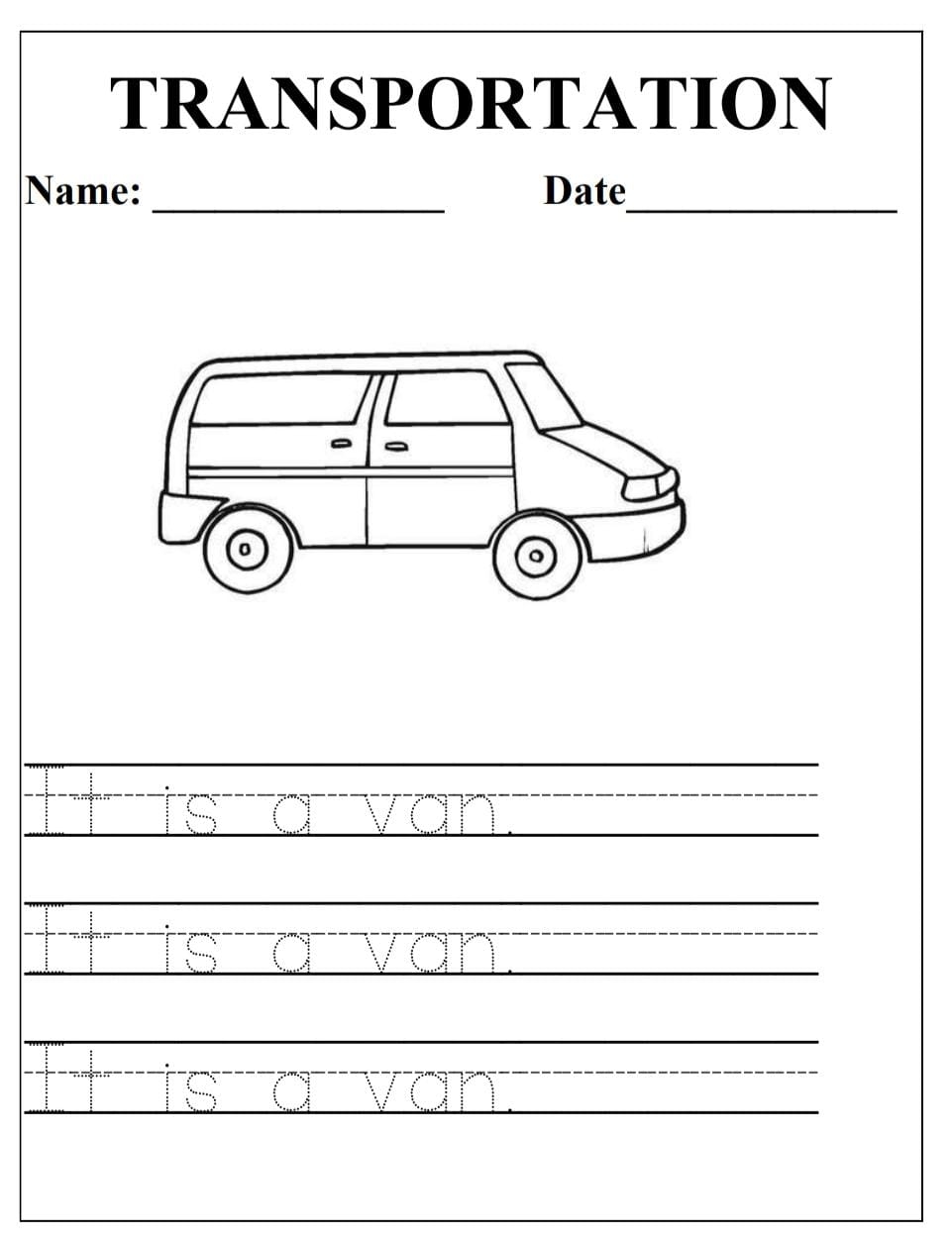 Free Transportation Worksheets For Kindergarten