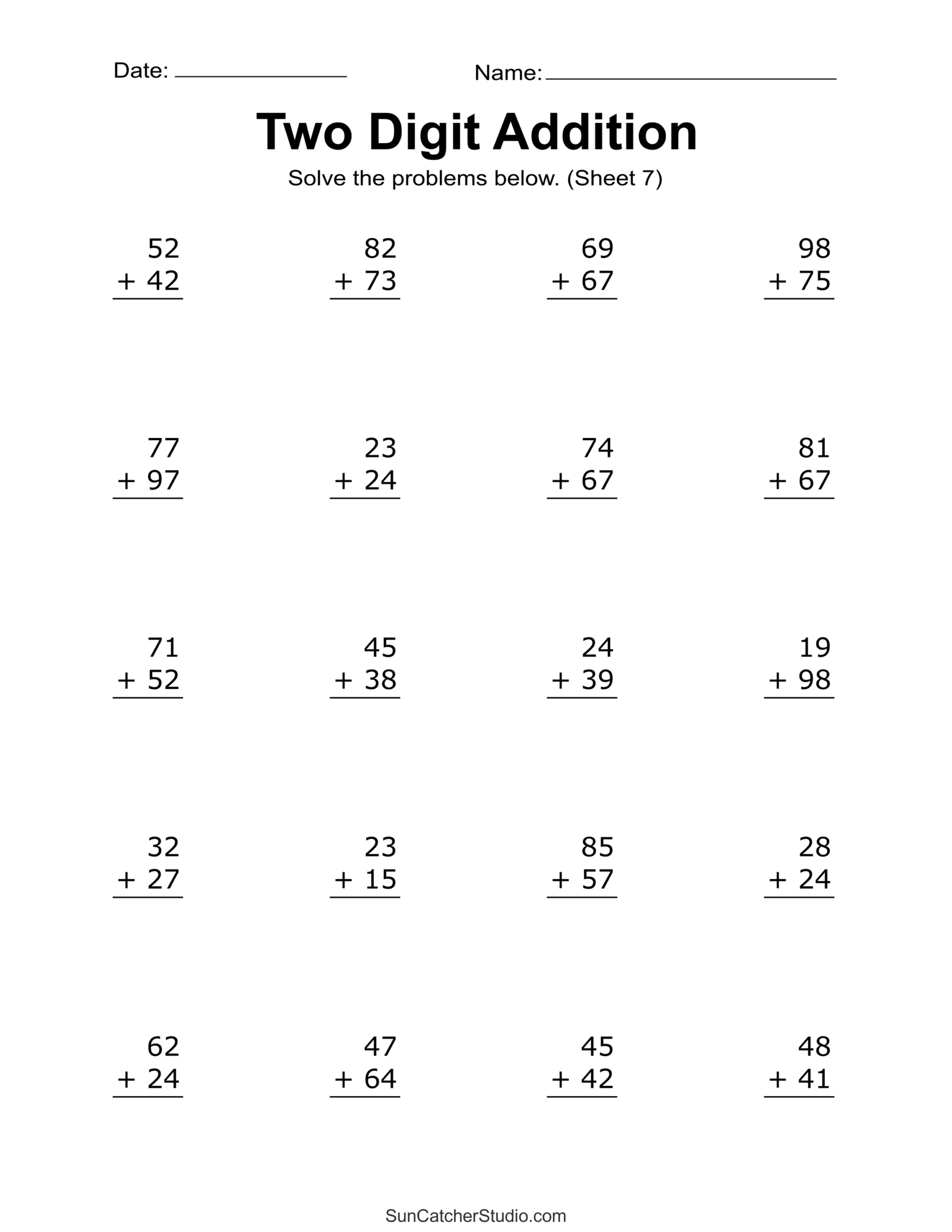 Two Digit Addition Worksheets Printable 2 Digit Problems Free Printables Monograms Design Tools Patterns U0026 DIY Projects Two Digit Addition Worksheets Printable 2 Digit Problems Free Printables Monograms Design Tools Patterns U0026 DIY Projects