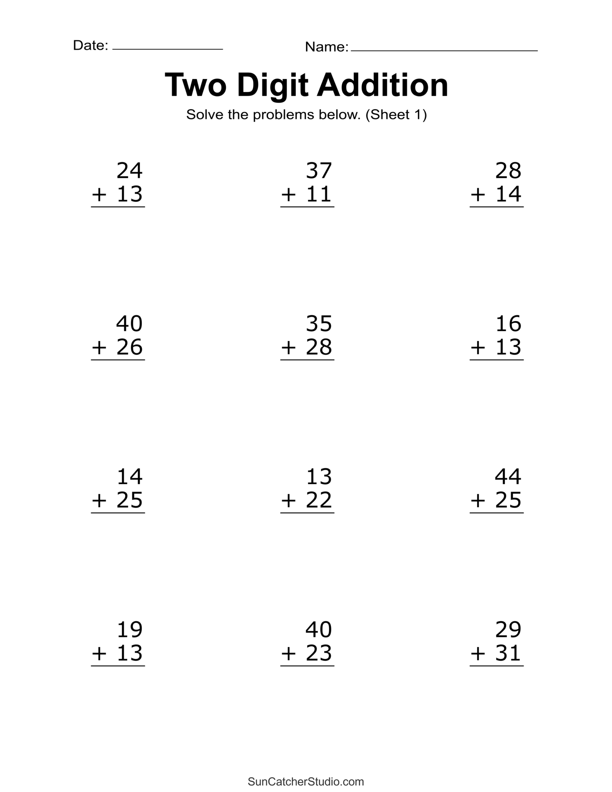 Two Digit Addition Worksheets Printable 2 Digit Problems Free Printables Monograms Design Tools Patterns U0026 DIY Projects