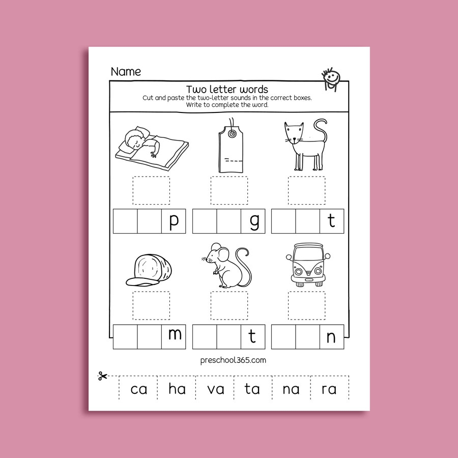 Two Letter Words For Kindergarten Worksheets