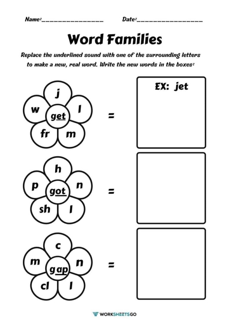 Two Letter Word Families Worksheets WorksheetsGO
