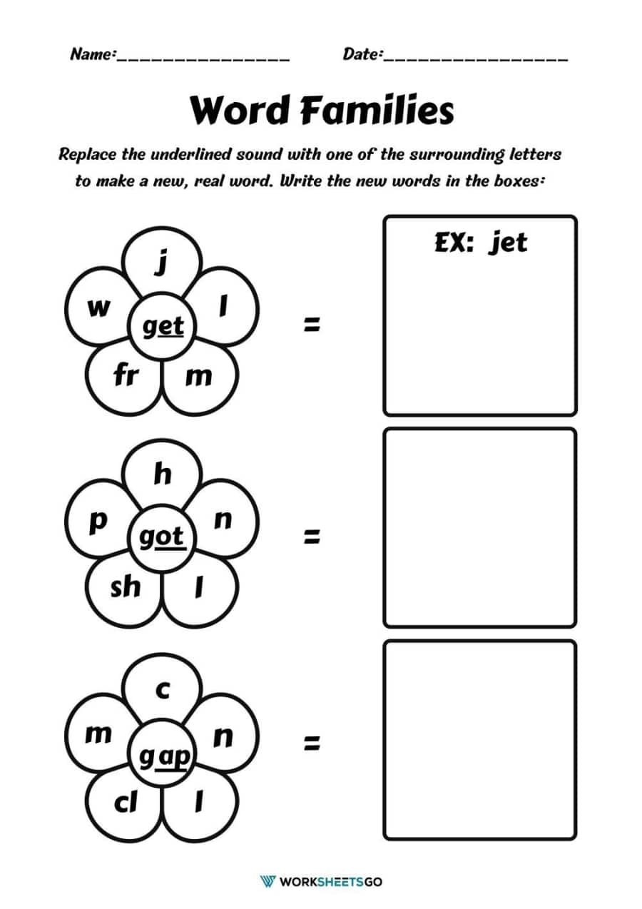Two Letter Word Families Worksheets WorksheetsGO