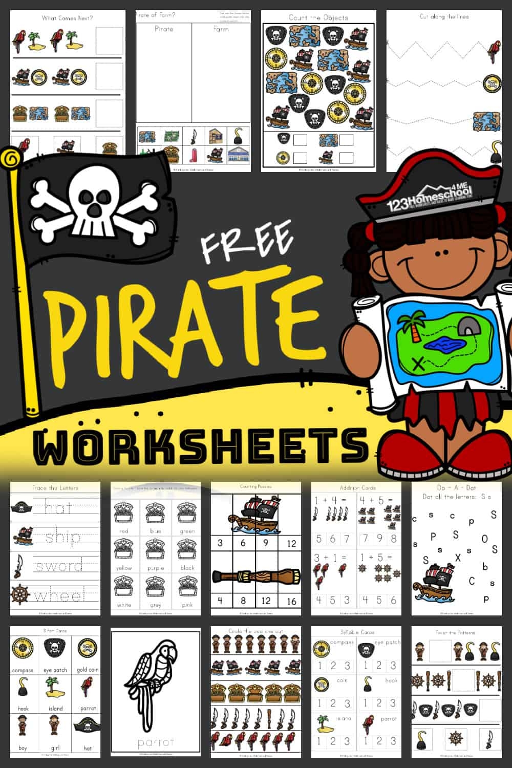 u200d FREE Printable PIRATE Worksheets For Kindergarten