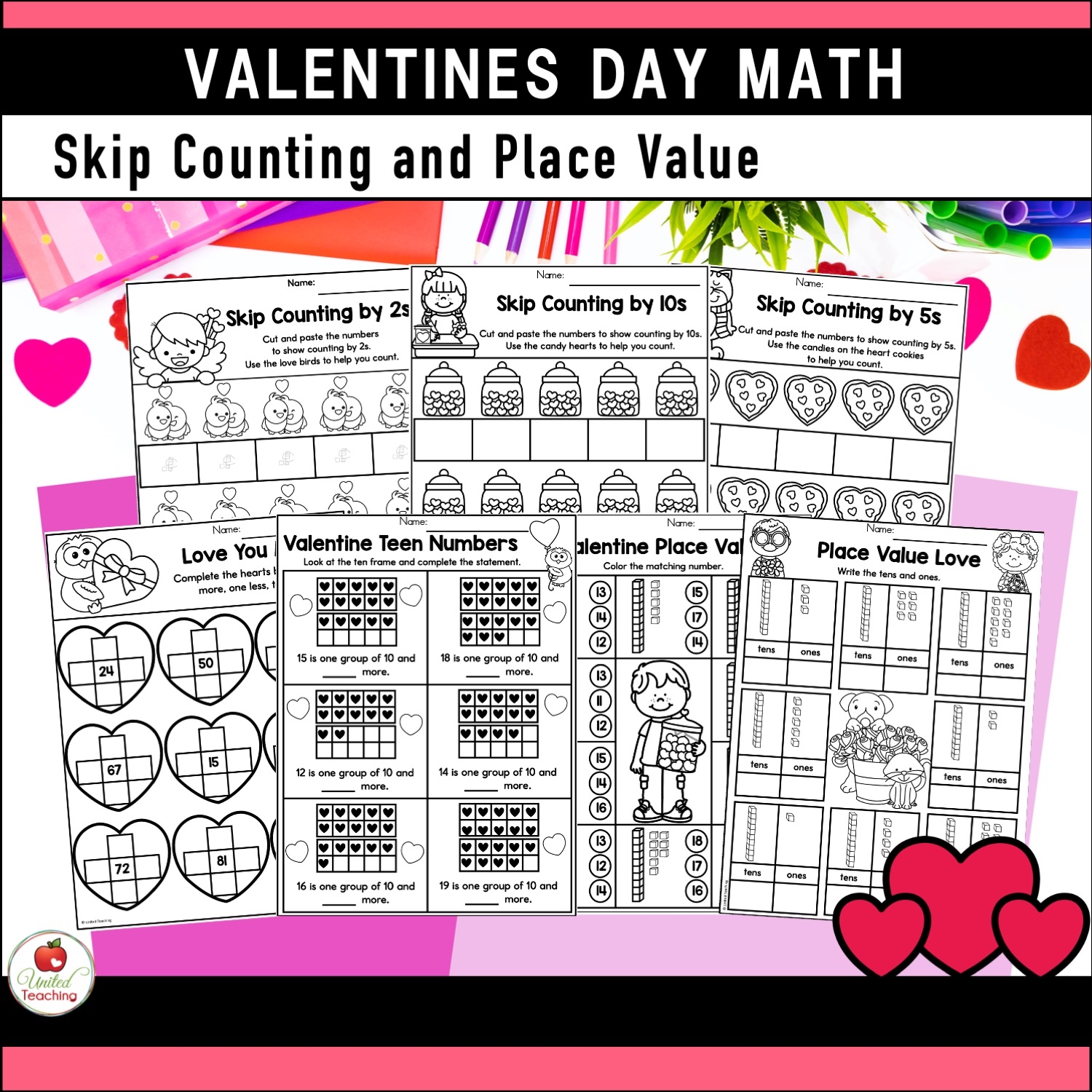 Valentine s Day Math Activities Kindergarten Packet United Teaching