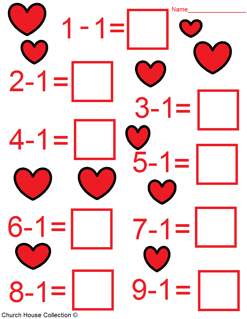 Kindergarten Math Worksheets Valentine's Day
