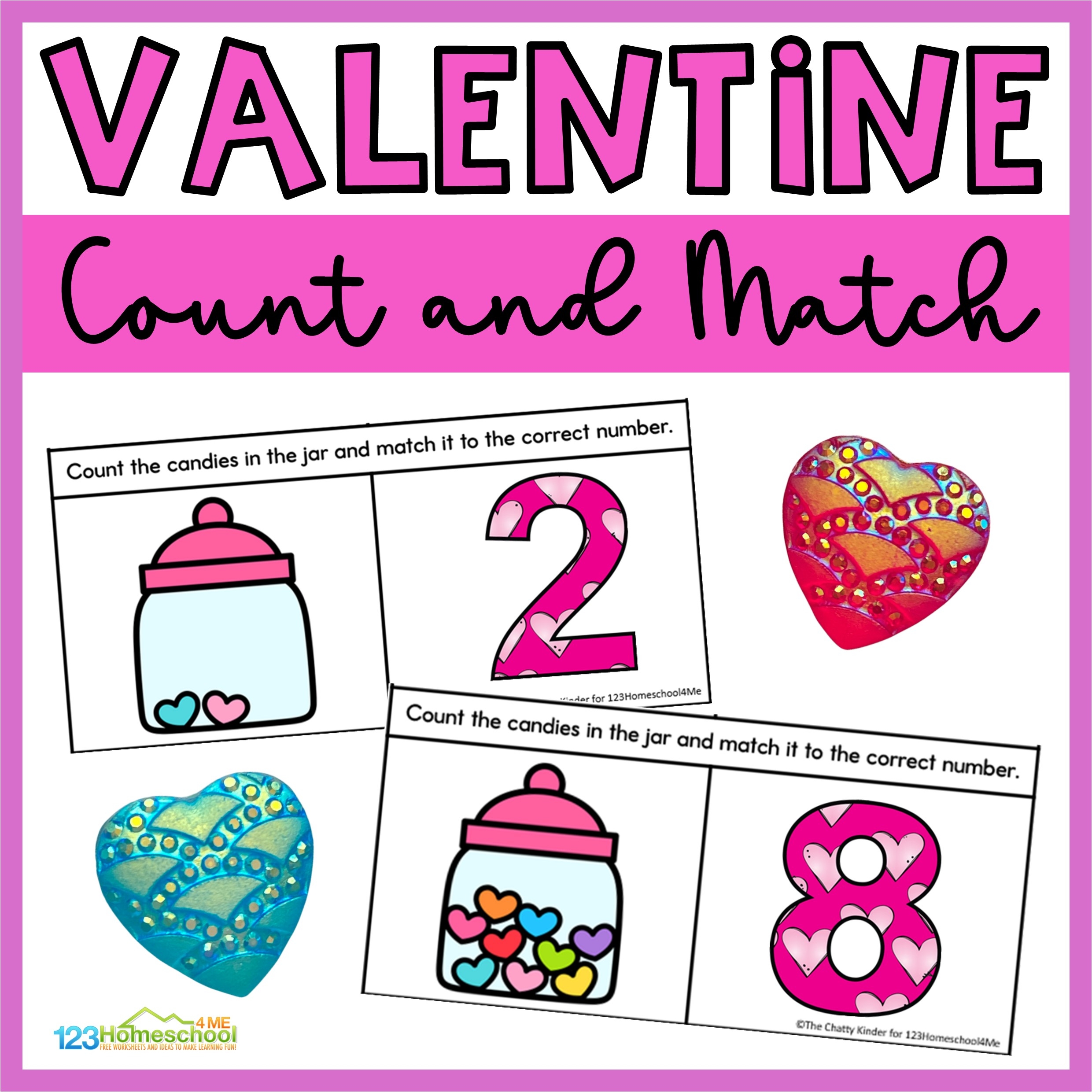 Valentines Day Counting Number Matching Activity For Preschoolers