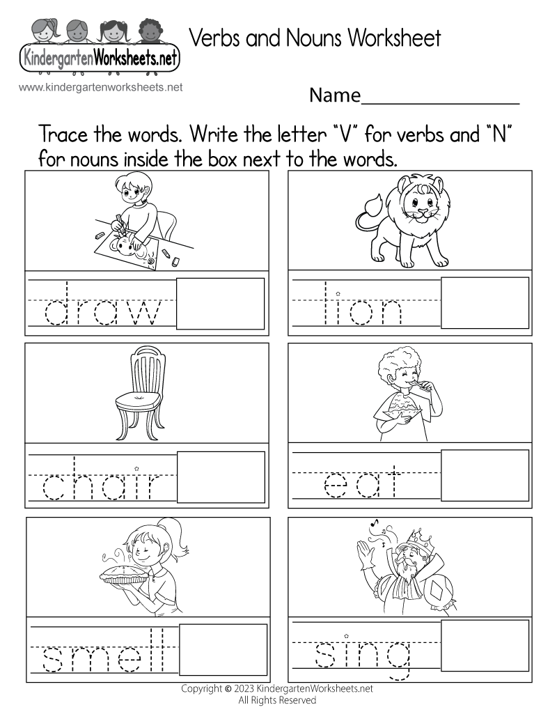 Free Noun Worksheets For Kindergarten