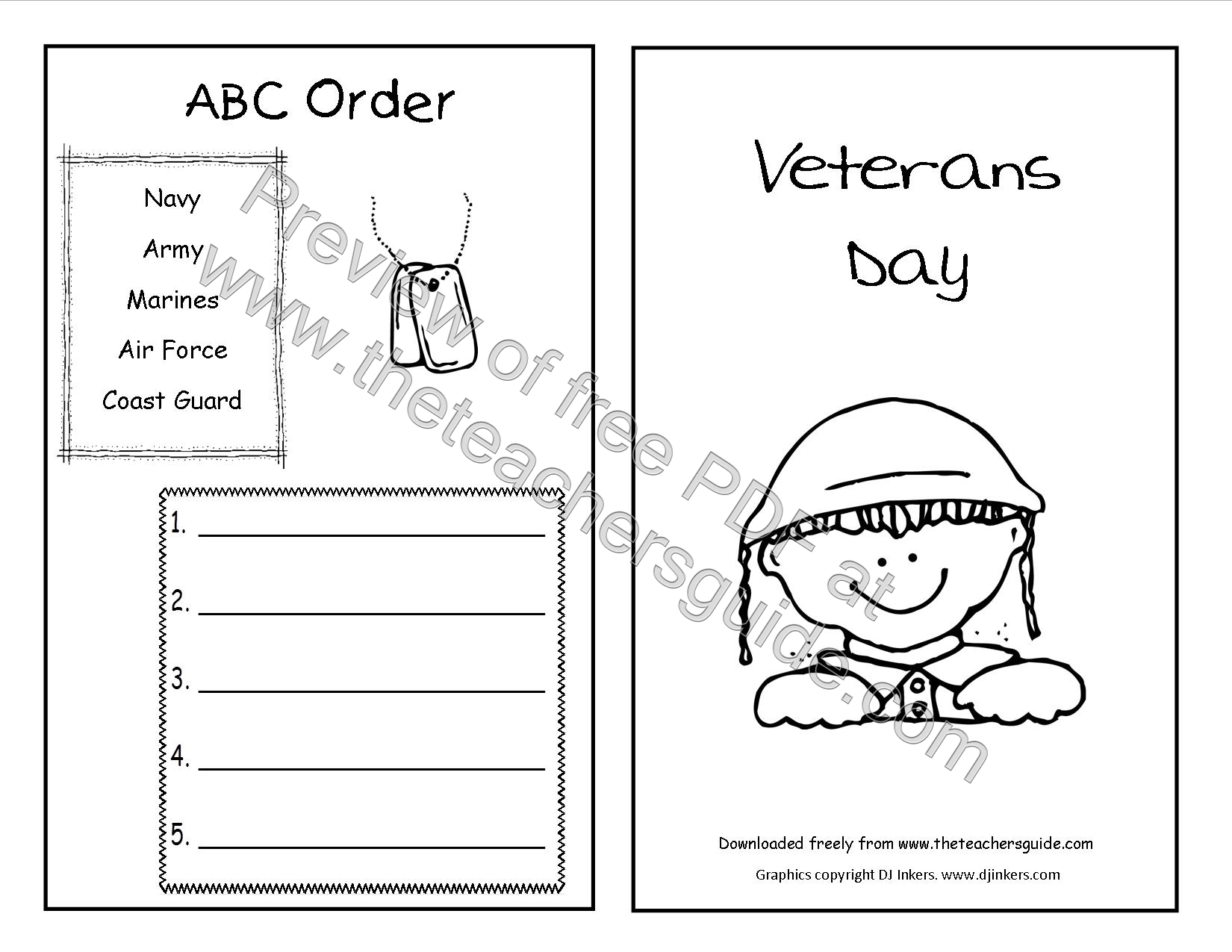 Veterans Day Worksheets For Kindergarten Free