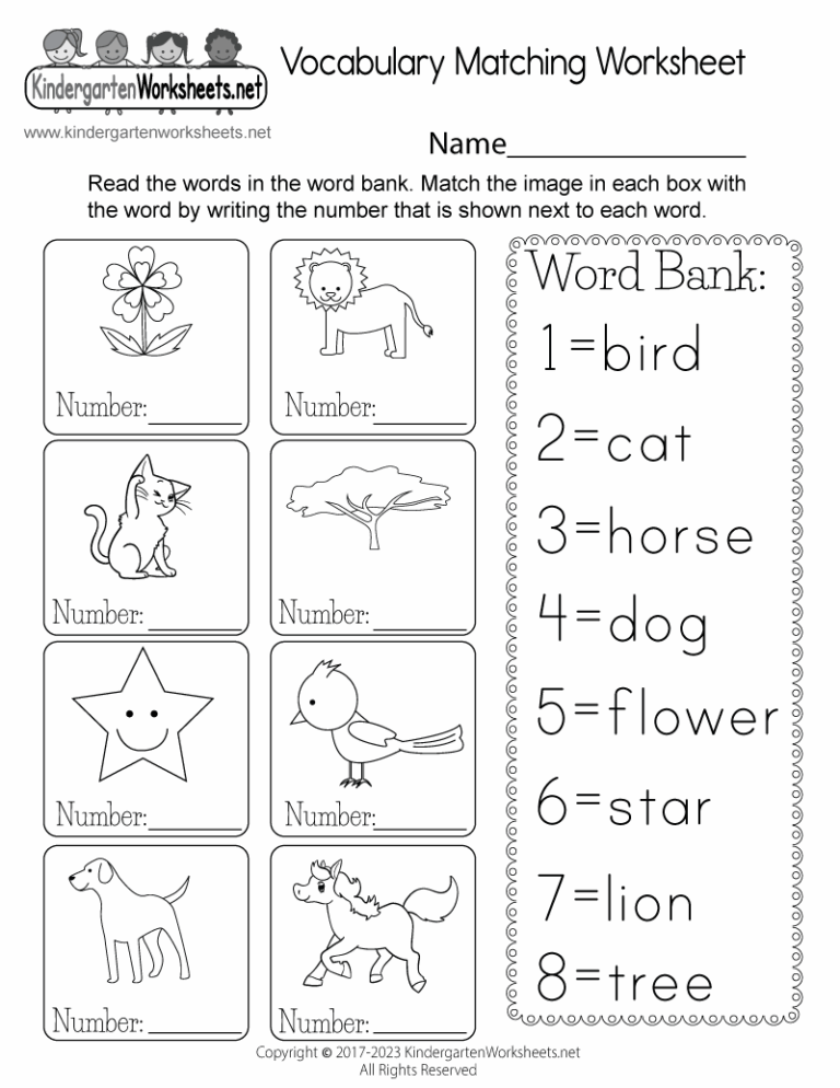 Vocabulary Matching Worksheet Free Printable Digital U0026 PDF