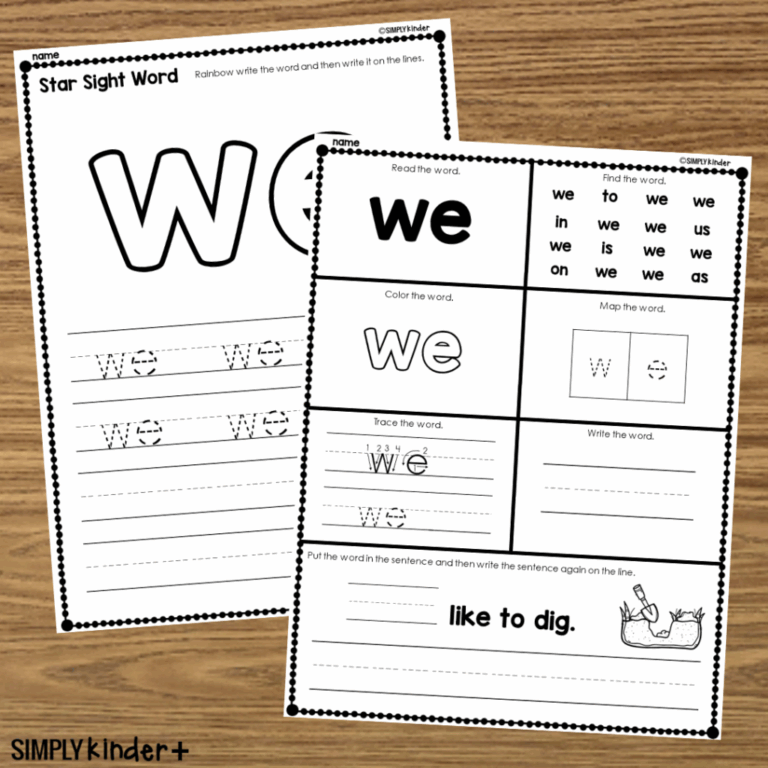 We Sight Word Printable Activities Simply Kinder Plus
