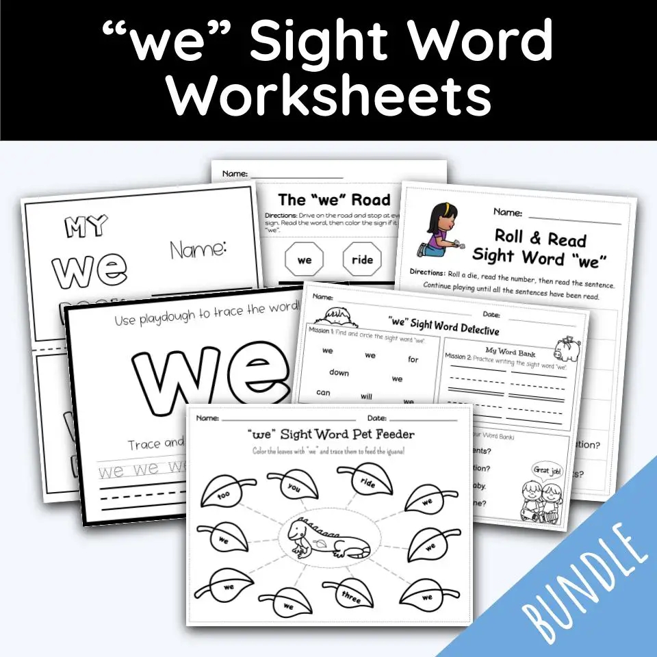 We Sight Word Worksheets 14 Worksheets Included