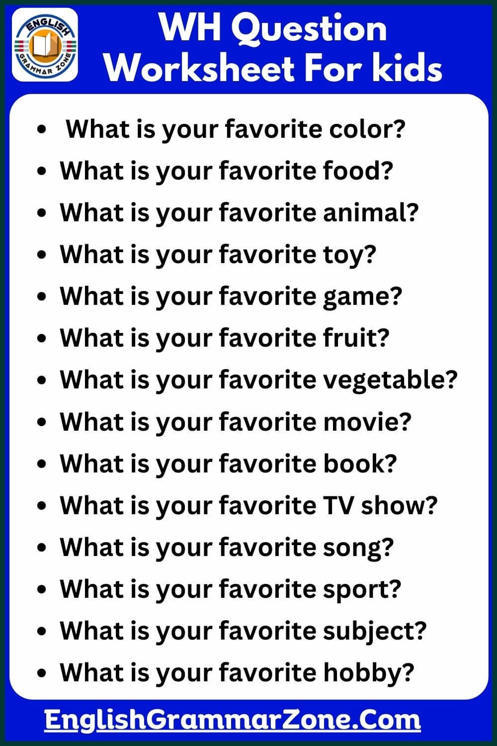 WH Question Answer Worksheet For Kids WH Question Answer Worksheet For Kids