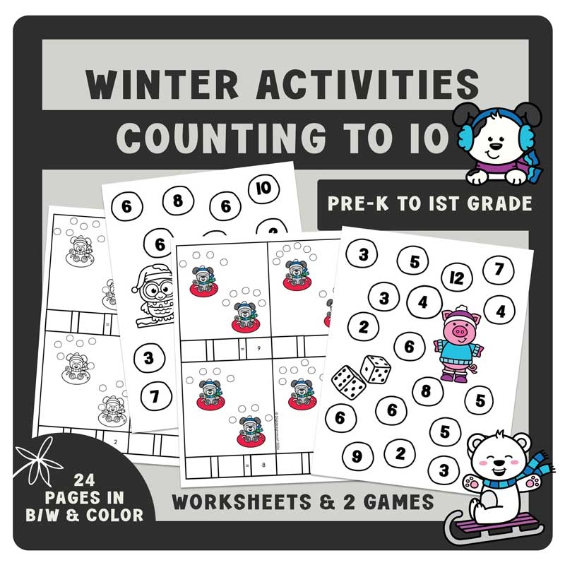 Winter Activities Counting To 10 Winter Worksheets And Winter Math Digidesignresort