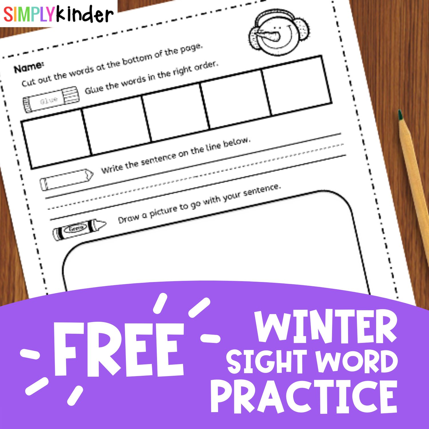 Winter Sight Word Practice Sheets For Kindergarten Simply Kinder Winter Sight Word Practice Sheets For Kindergarten Simply Kinder
