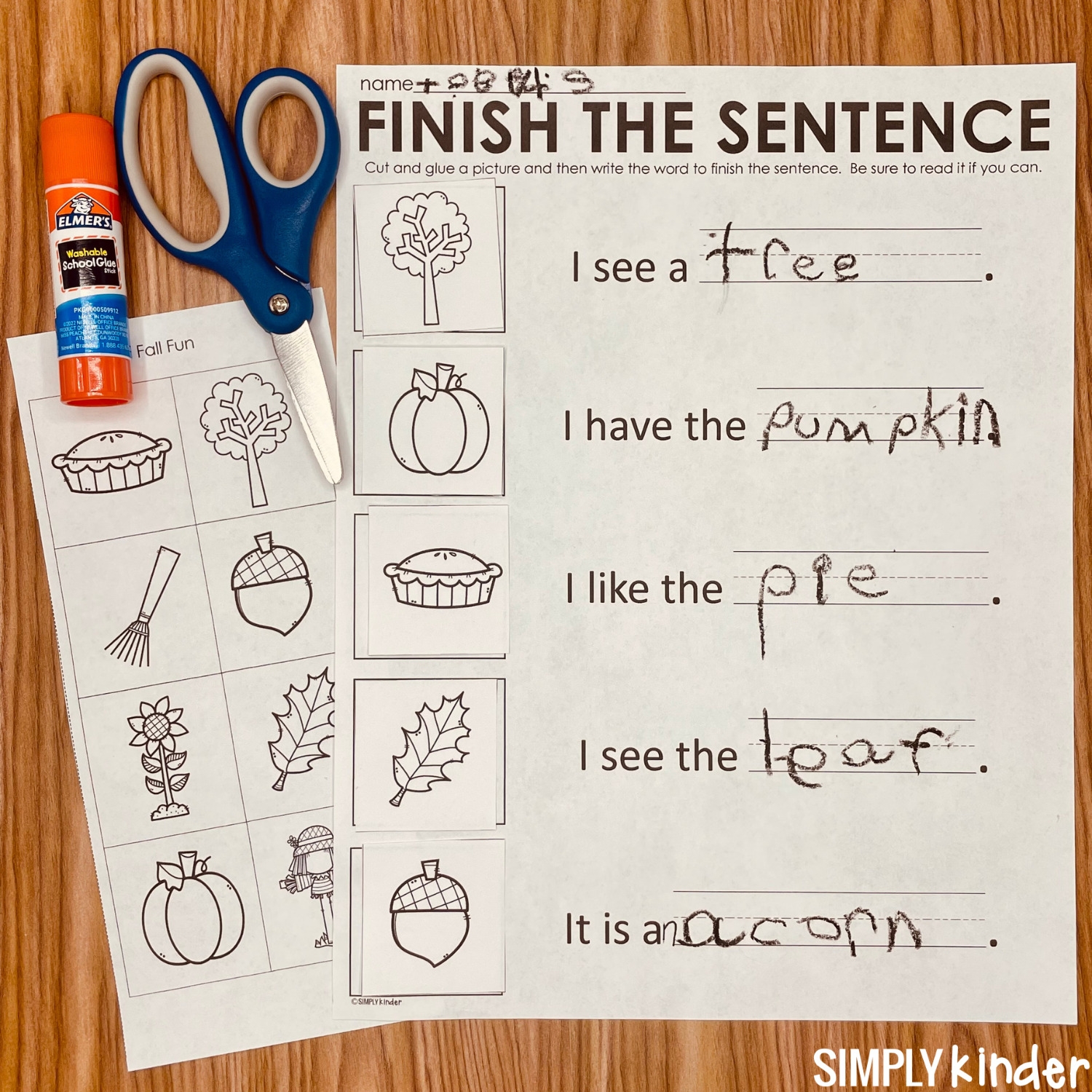 Word Bank Writing Centers For Kindergarten Simply Kinder