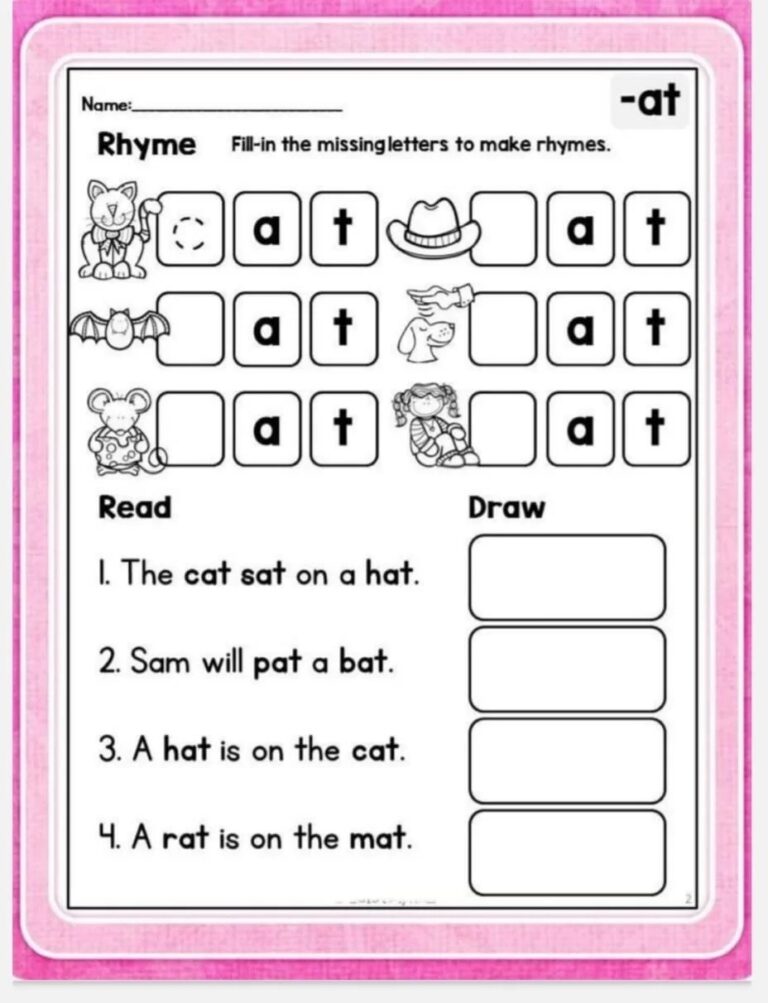 Word Family Worksheets Activity School For Kids