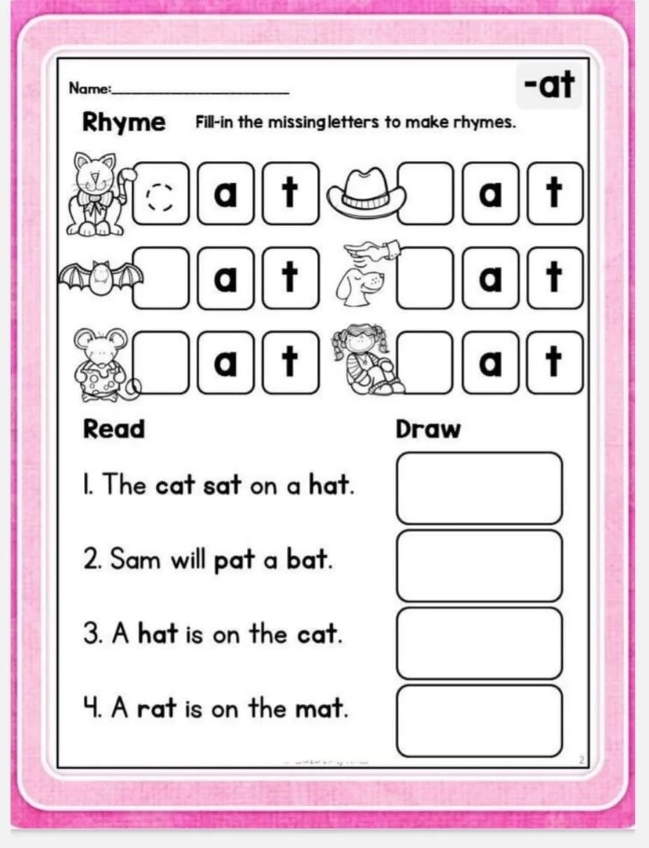 Word Family Worksheets Activity School For Kids