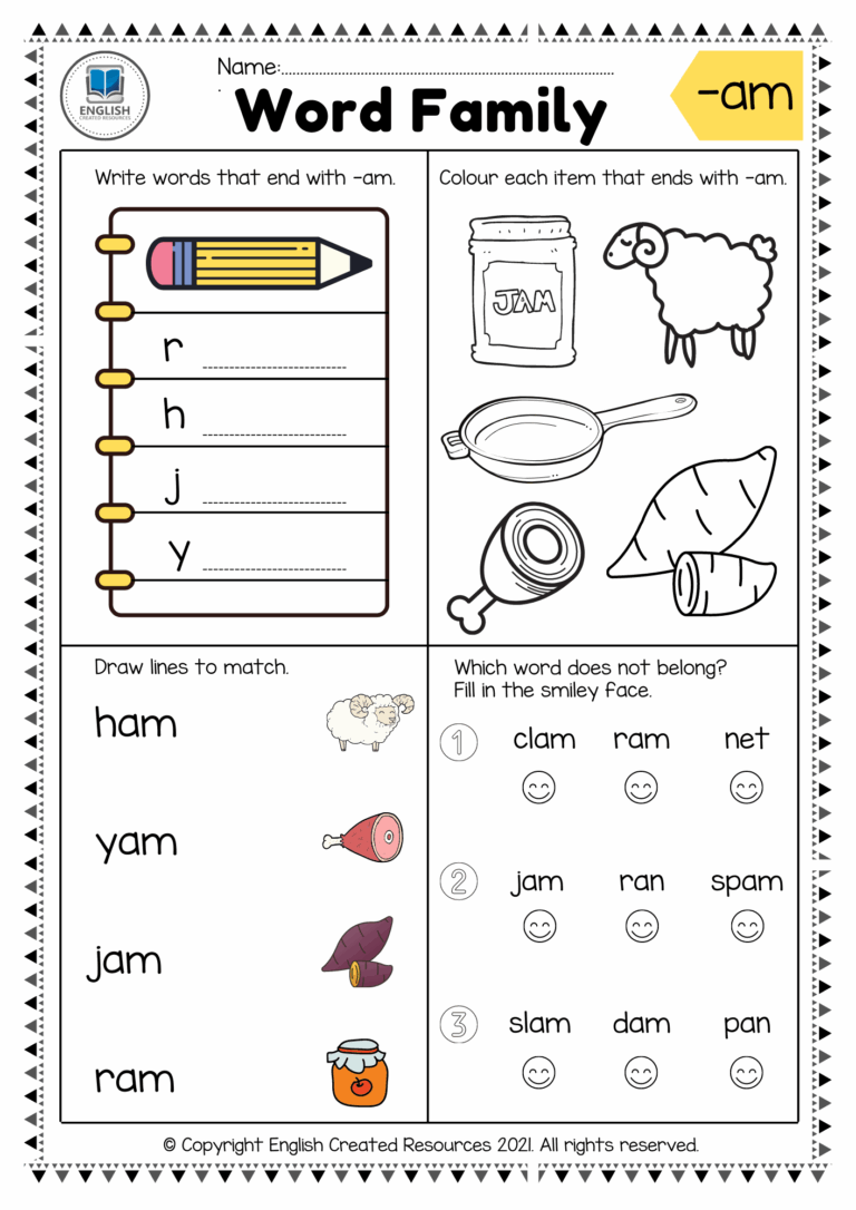 Word Family Worksheets Part One English Created Resources