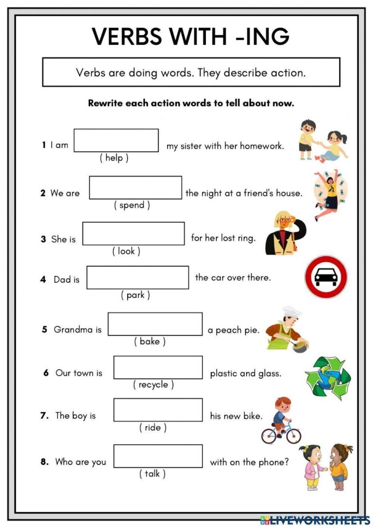 Words Ending With Ing Worksheets K5 Learning Worksheets Library