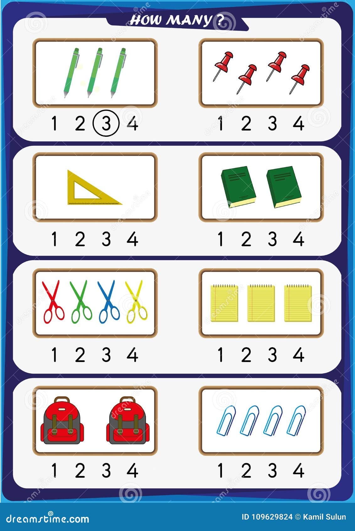 Worksheet For Kindergarten Kids Count The Number Of Objects 