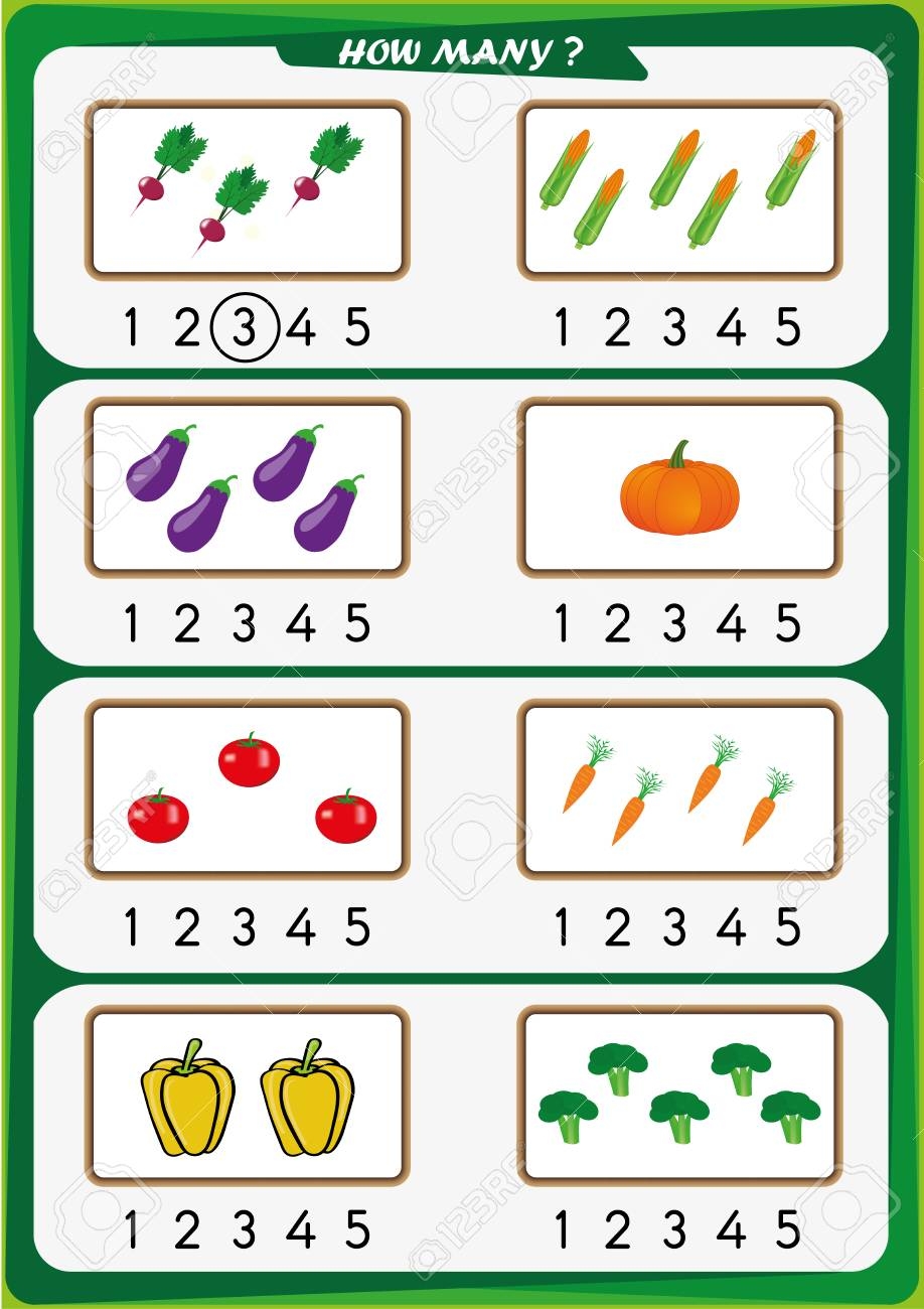 Worksheet For Preschool Children Count The Number Of Objects 