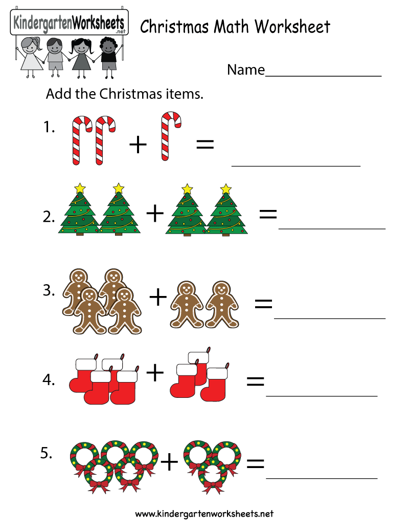 Free Kindergarten Christmas Math Worksheets