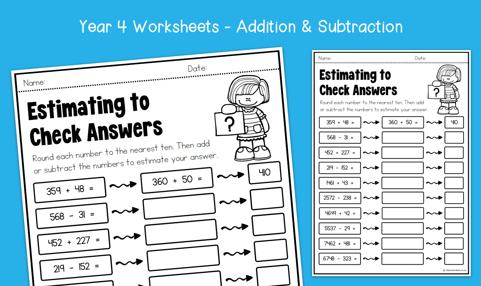 Year 4 Estimating To Check Answers Worksheets KS2 Addition U0026 Subtraction Primary Maths