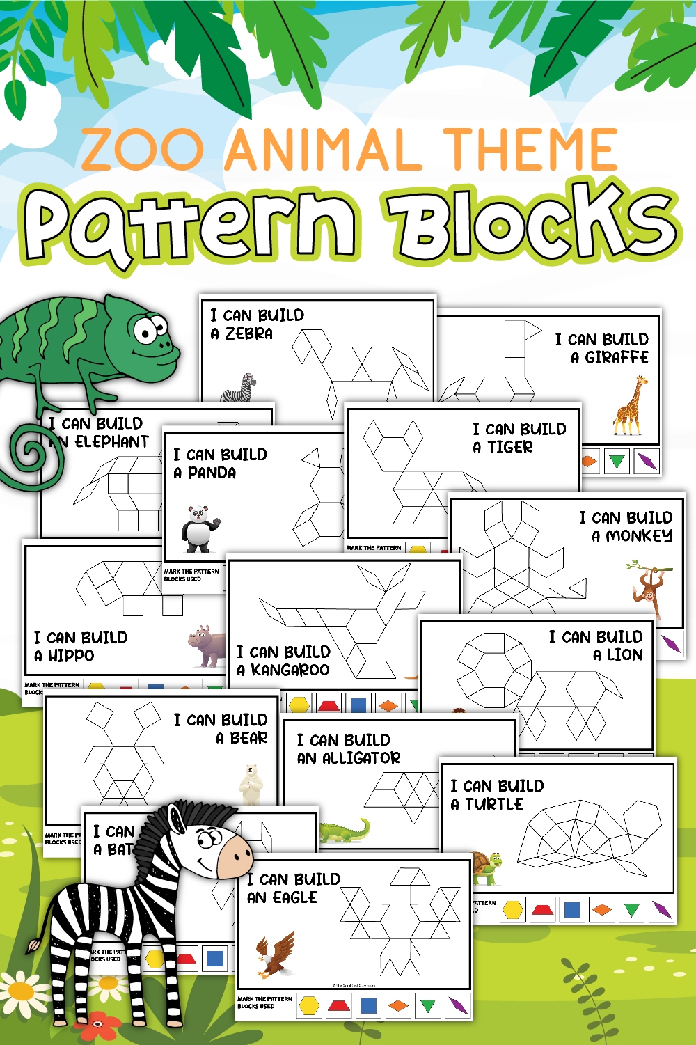 Zoo Animal Pattern Blocks Math Activity The Simplified Classroom