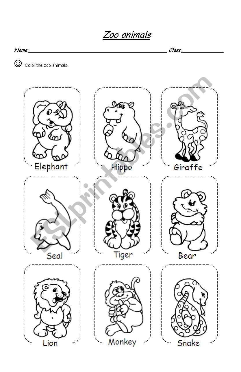Printable Zoo Animals Worksheets For Kindergarten