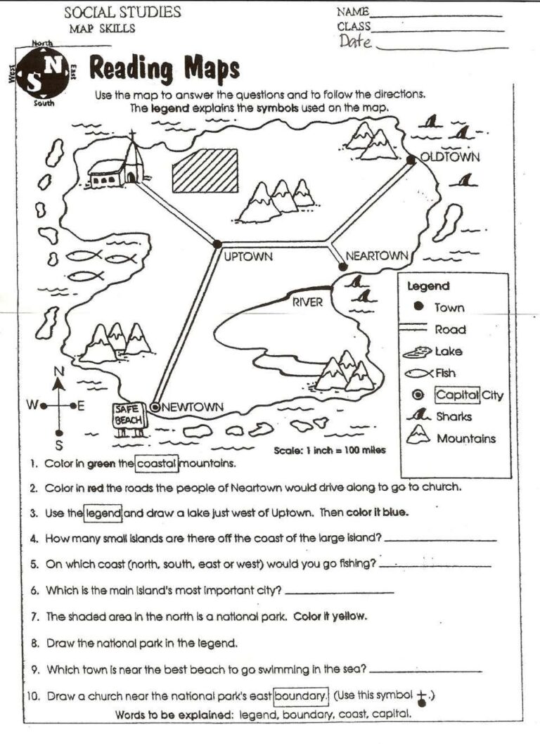 11 Reading A Map Key Worksheet Social Studies Worksheets Map Worksheets Library