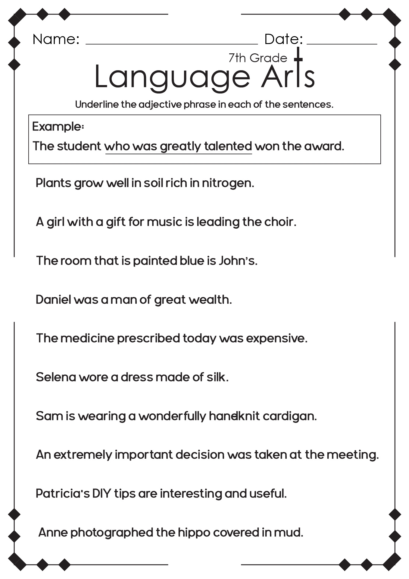 Free Printable 7th Grade English Worksheets Free Printable 7th Grade English Worksheets